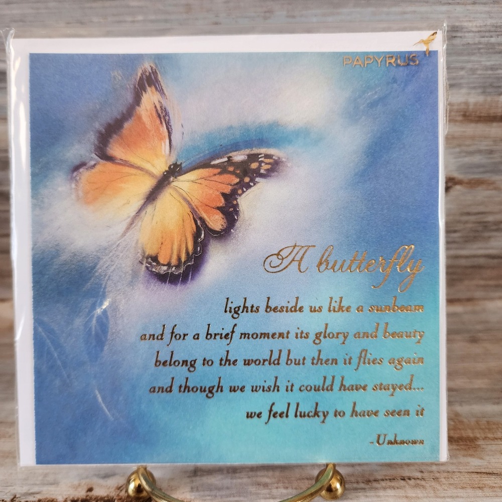 Papyrus Sympathy Card Butterfly Gold Foil Poem Condolence Greeting Card